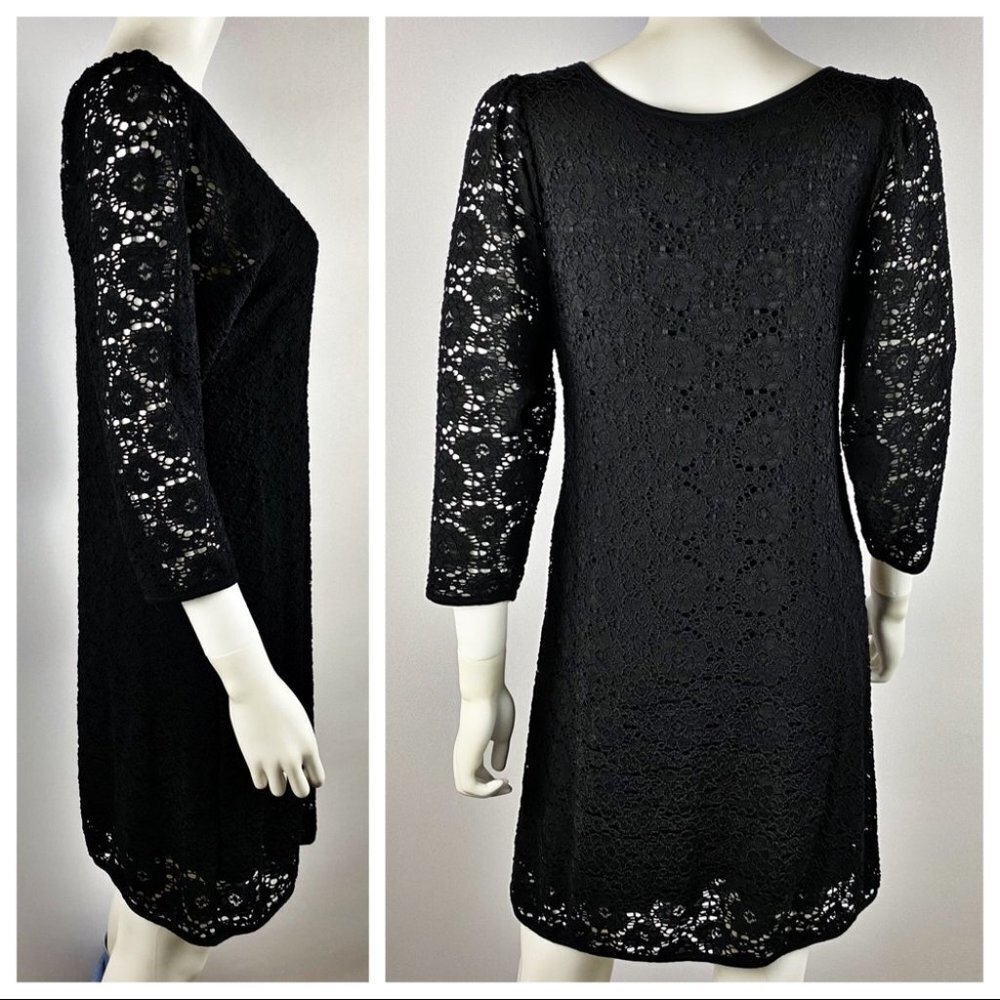 NALLY & MILLIE Black Knit Lace Dress M - Picture 2 of 7